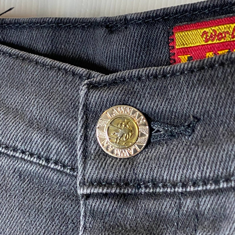 Vintage Lawman Cut Out Sides Studded Slim Fit Western Jeans Black VTG Size 7 - Picture 6 of 11